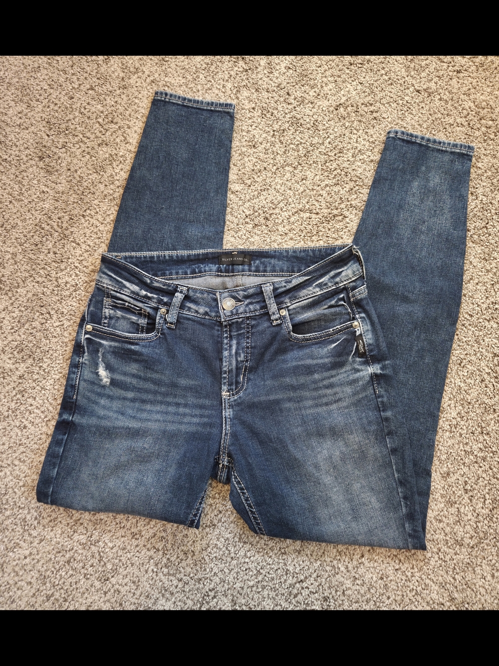 Silver Jeans Elyse Distressed Skinny Jeans W27 L29